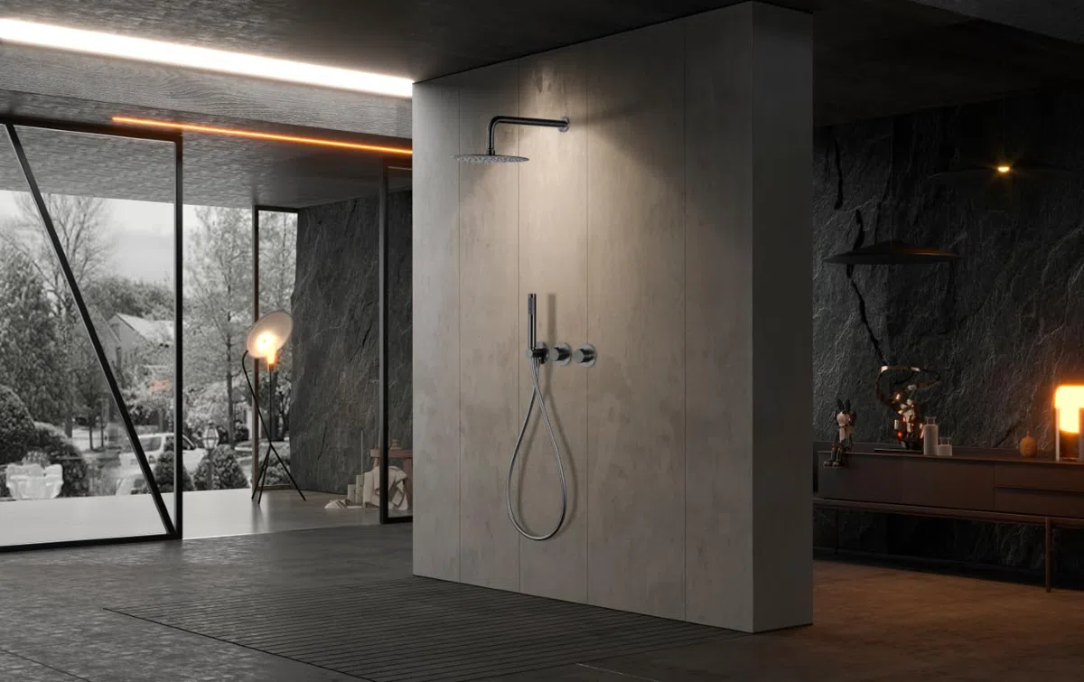 IMEX GTA052/BGM Assen Grifo Termostático Ducha Empotrado 2 Vías Black Gun Metal