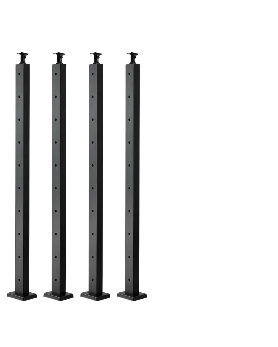VEVOR Poste de Barandilla de Cable, 4 PCS Postes de Barandilla 91,4 x 5 x 5 cm Poste de Riel de Cable de Acero Inoxidable SUS304 con Soporte Horizontal y Curvo, Negro, 4JZLGZXHS914MY65M001V0