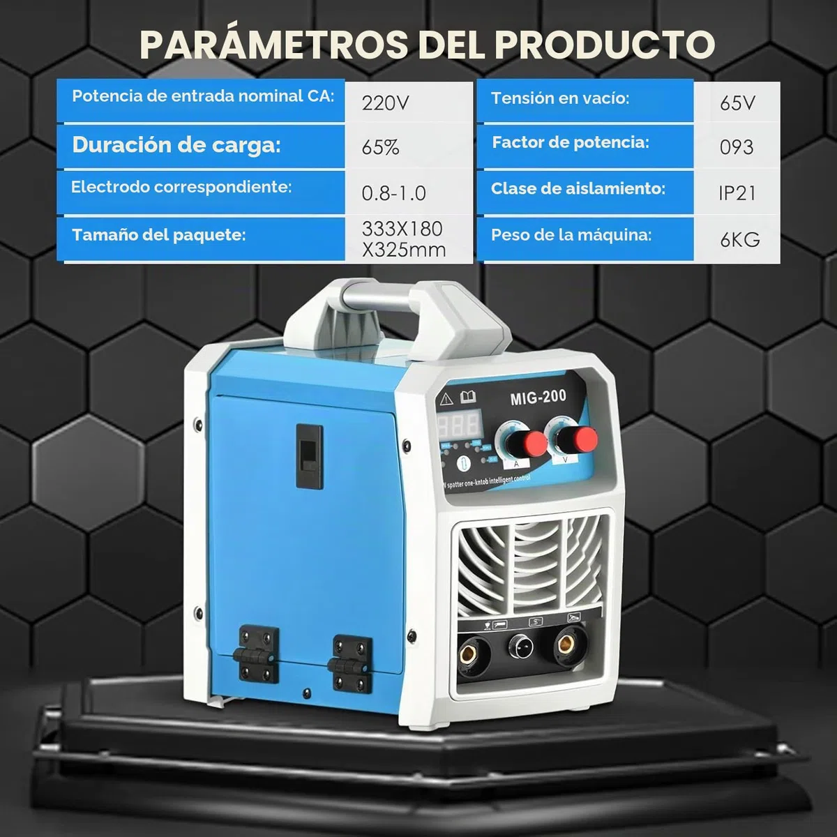 Soldador Inverter 200A 220V ARC/MIG/TIG 3 en 1 Máquina de Soldar IGBT Inverter Soldadora Soldadora Portátil Electrodo Grupo de Soldar, Pinza de Tierra, Máscara, Cepillo