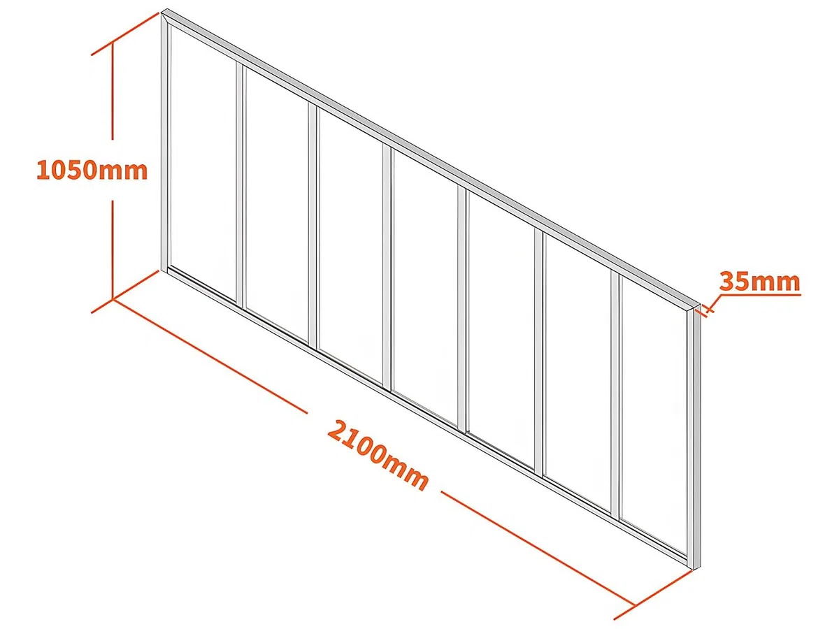 Venta-Unica - Cristalera Tipo Taller de Aluminio termolacado - 210x105 cm - Negro - Bayview