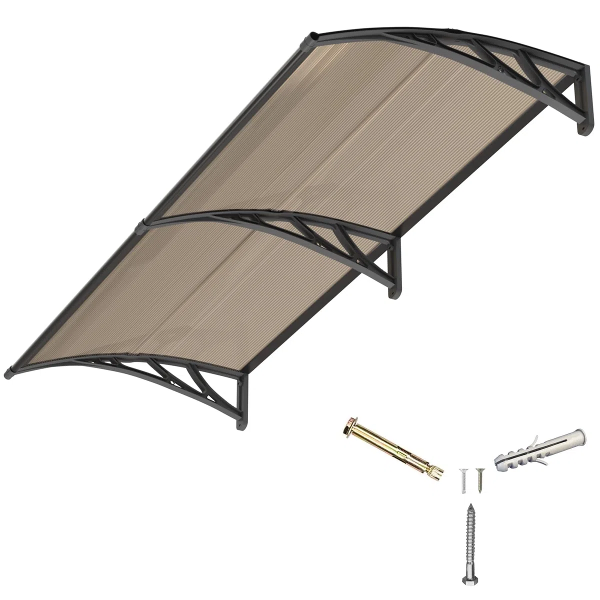 Marquesina para Puerta Exterior 150x80 CM, Tejadillo de Protección contra Lluvia y Rayos UV, Cubierta de Policarbonato para Puertas, Ventanas, Porches, Patios y Terrazas