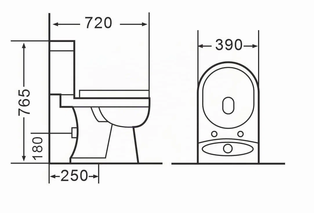 Inodoro compacto premium 76,5 x 39 x 72 cm, drenaje vertical/horizontal + asiento de duroplast de cierre suave, primero blanco