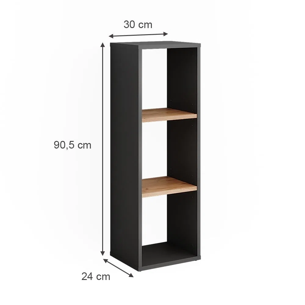 Vicco Estantería de pie Orlando, Antracita/Roble Dorado, 30 x 90.5 cm, con estantes Ajustables para un Uso Flexible