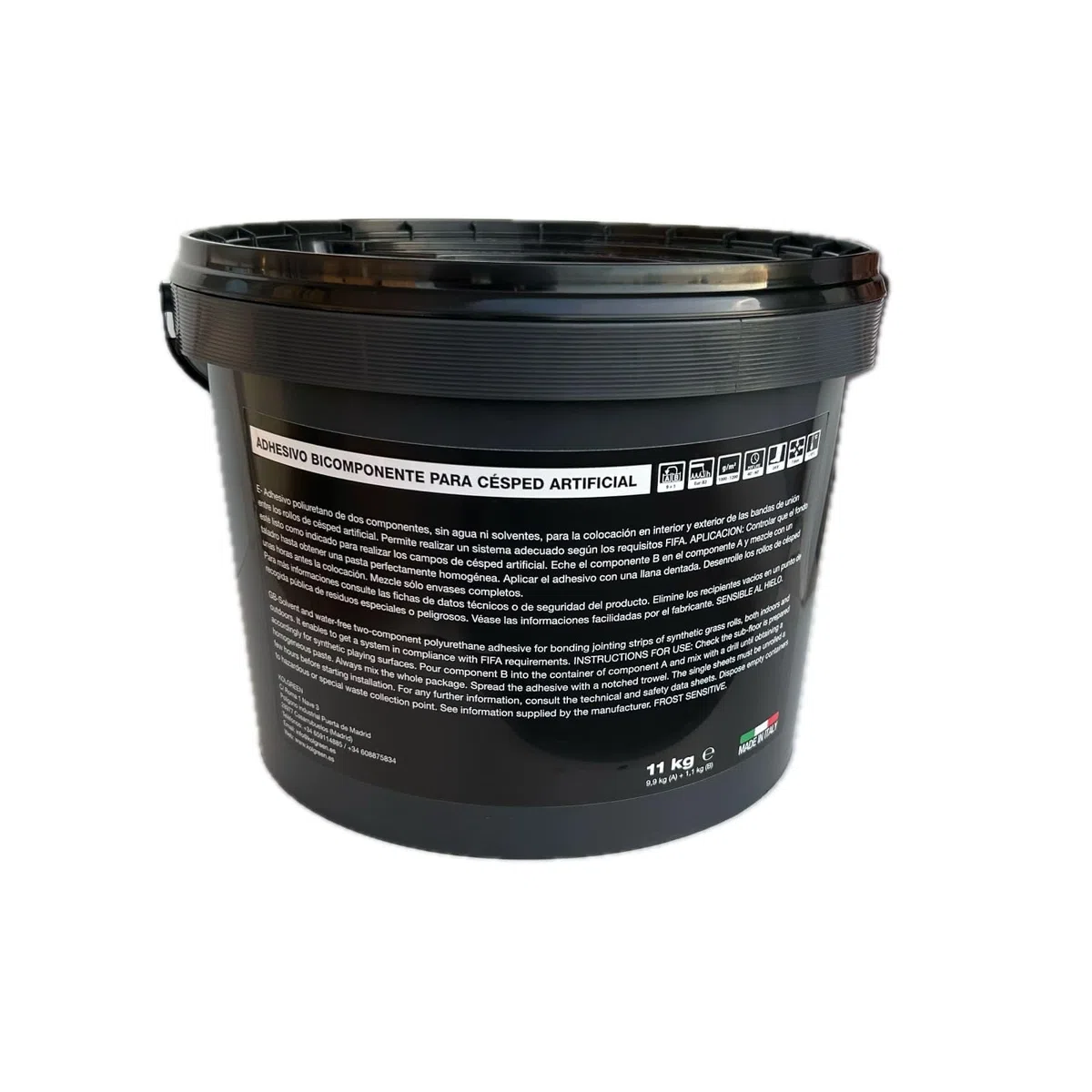 (11 kg en total) - Adhesivo Bicomponente de Poliuretano para Césped Artificial y suelos de Caucho, Ideal para uso interior y exterior, Color Verde