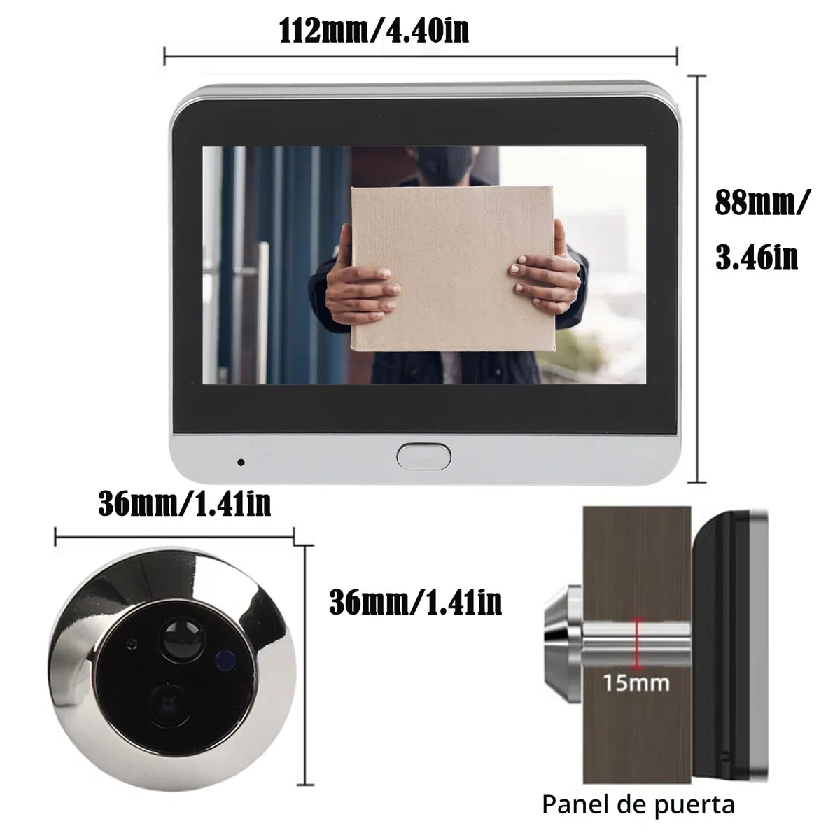 RemixAst - Cámara inteligente para mirilla de puerta con pantalla LCD, videoportero HD 1080P, cámara de seguridad inalámbrica wifi, visión nocturna, sensor de movimiento, para apartamentos y viviendas