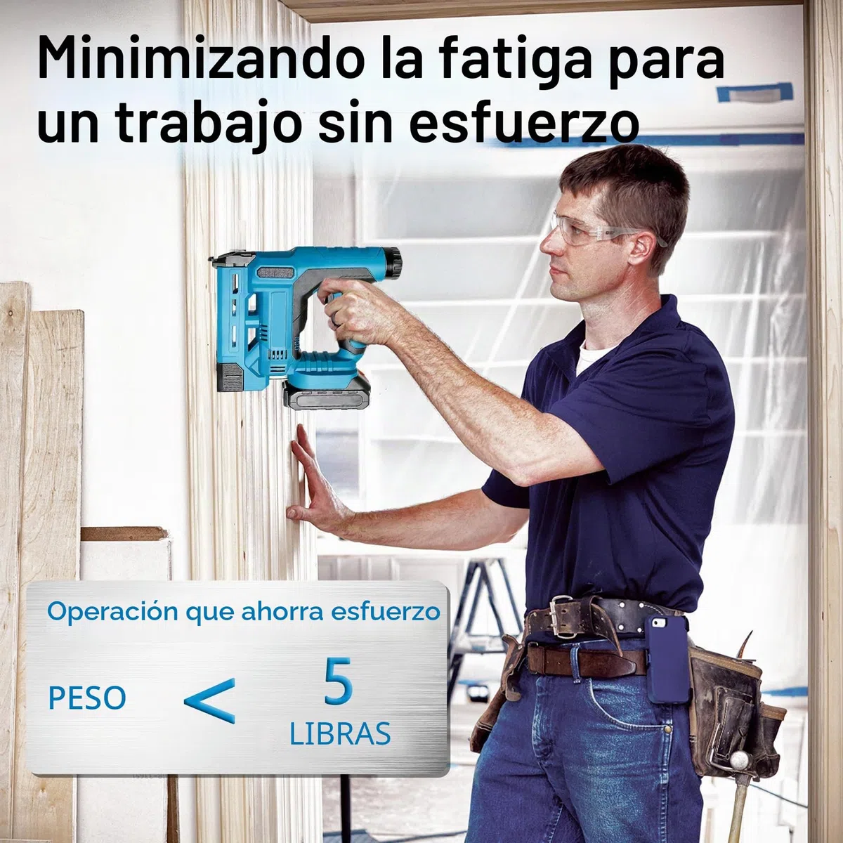 Clavadora grapadora inalámbrica 2 en 1 con batería, 2 x 2,0 Ah compatible con Makita 18V, clavadora 18GA con bolsa y 1000 clavos y grapas, profundidad ajustable, para madera y bricolaje