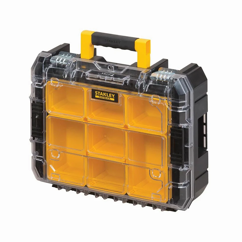 STANLEY FATMAX Conjunto Pro-Stack 3 Piezas, Maleta con Asa de Aluminio, Organizador Transparente, Base con Ruedas, Almacenaje Móvil, Negro, 51.2x70.8x43.5 cm, FMST1-80103