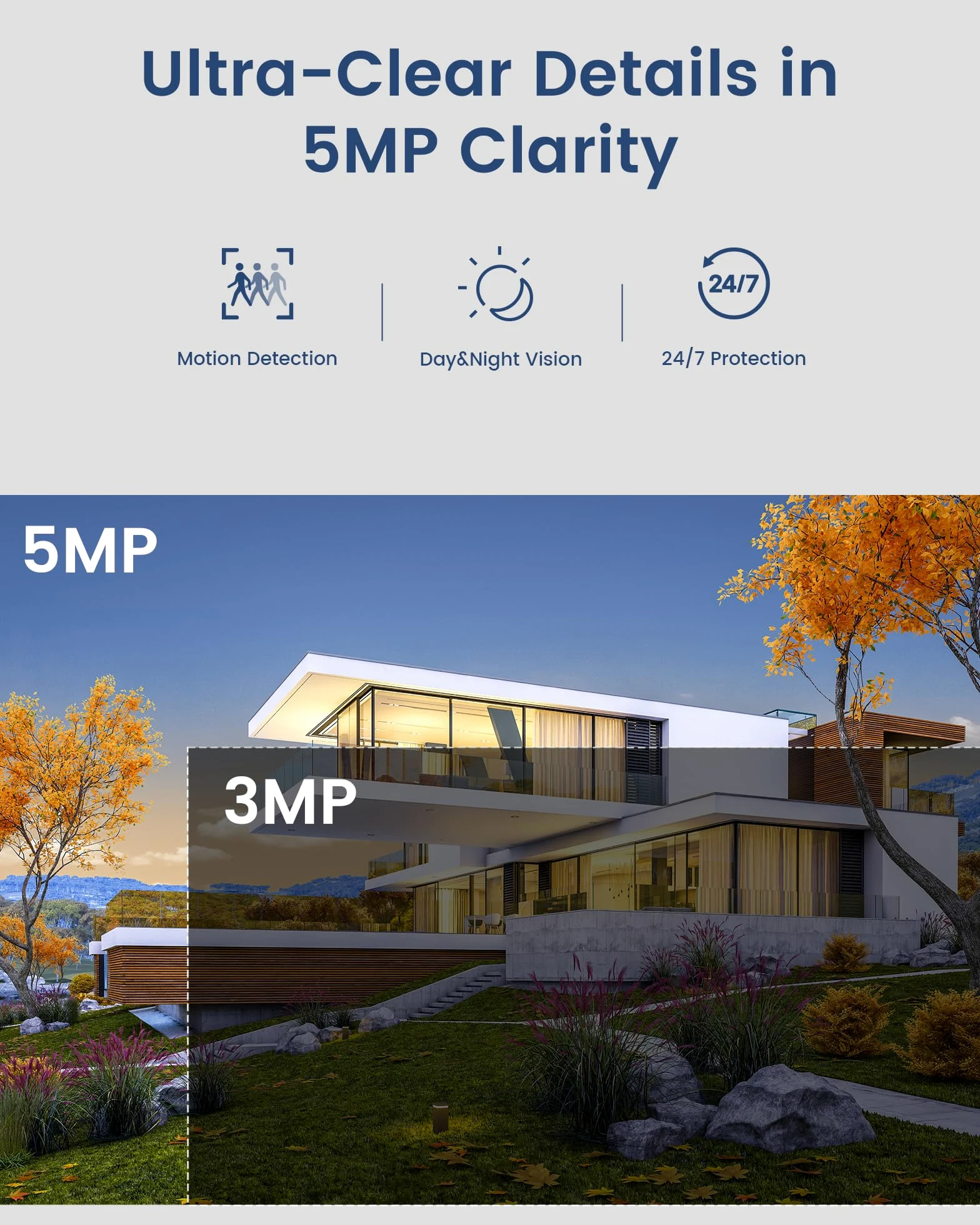 5MP PoE Kit Camaras de Seguridad, 8X 5MP Cámaras IP de Vigilancia Exterior, 4K NVR 8CH con 2TB HDD, Detección de Persona/Vehículo, Color Visión Nocturna, Audio Bidireccional, Intemperie IP66