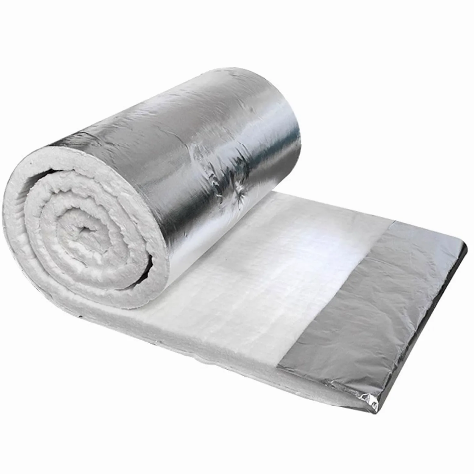 Manta de Fibra de Cerámica Ignífugo Aislamiento Térmico con Papel de Aluminio por Una Cara Para Hornos,estufas,ladrillos Refractarios,calderas,tuberías (610mmx7000mmx20mm)