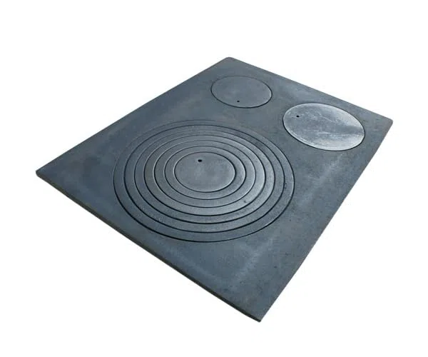 SEZAM Plancha de hierro fundido para horno con 3 agujeros, 63 x 48 cm, hierro fundido gris