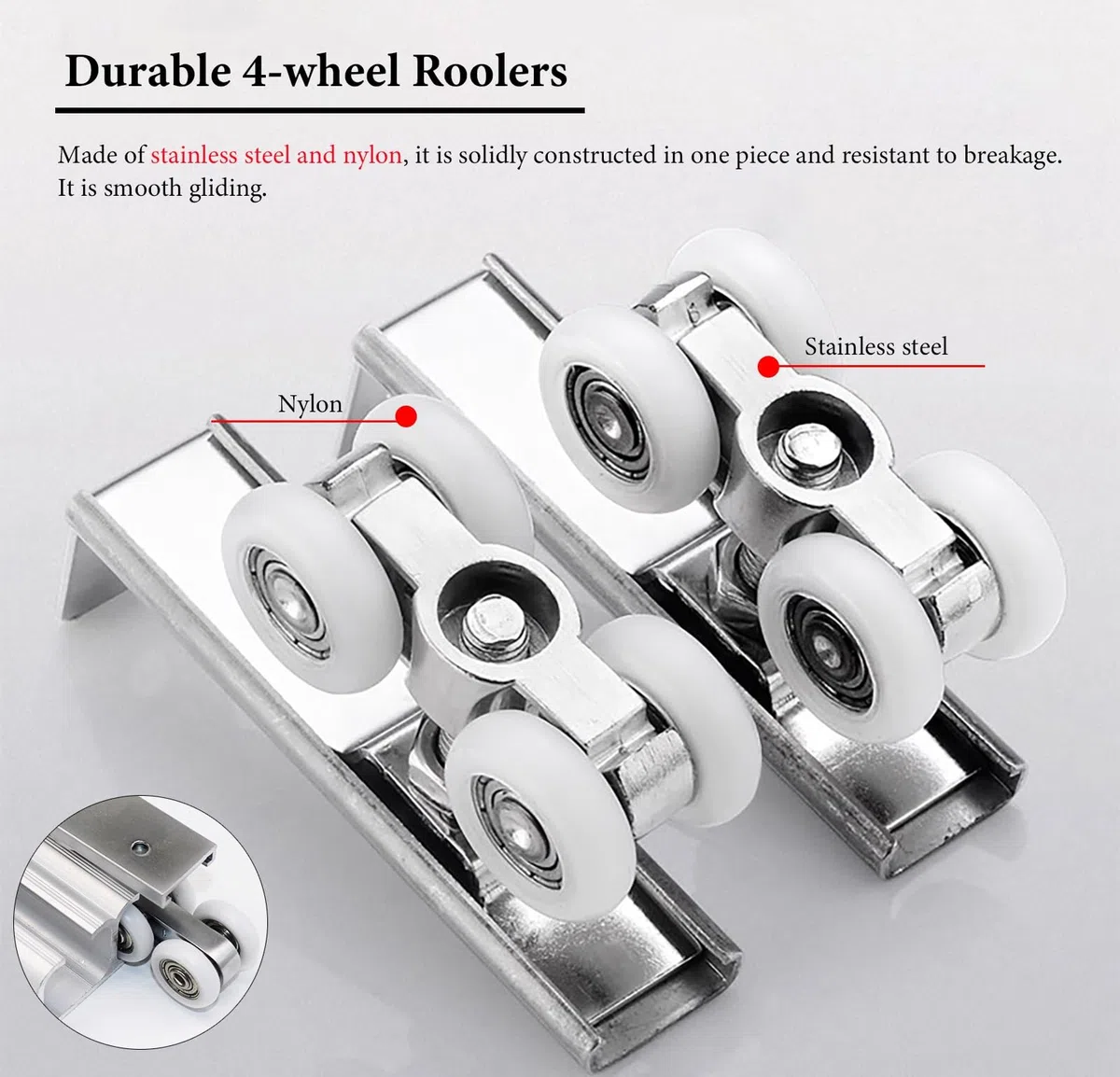 Guia Puerta Corredera Riel Deslizante Doble para Puerta Corredera Colgante, Kit de Guía Deslizante con Rodillos para Puertas Corredizas de Bolsillo de Alta Resistencia(276cm/9.1ft)