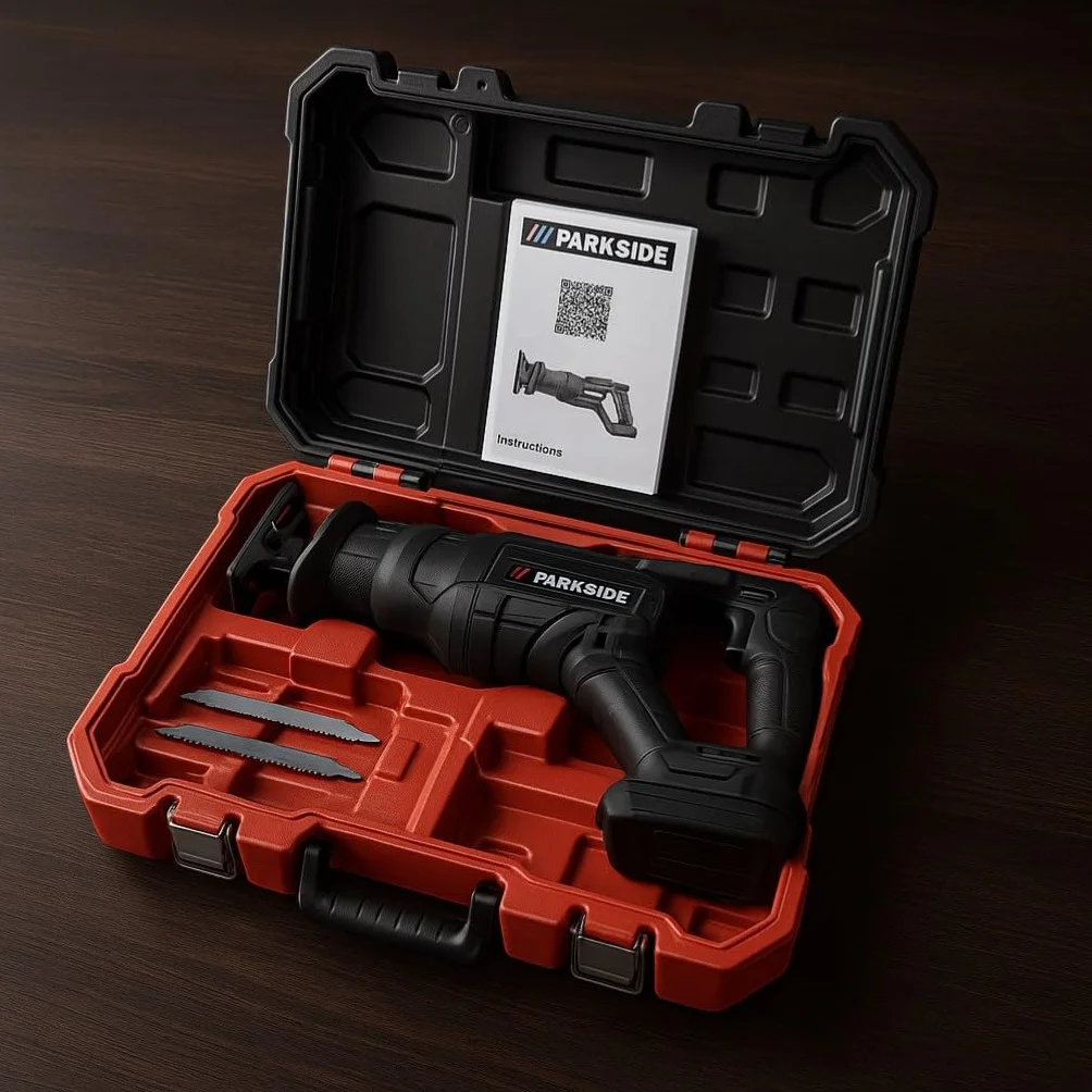 Sierra recíproca a batería Parkside PERFORMANCE PSSAP 20- Li X20V, LED, continua, sin escobillas (en maletín de transporte, sin batería ni cargador)