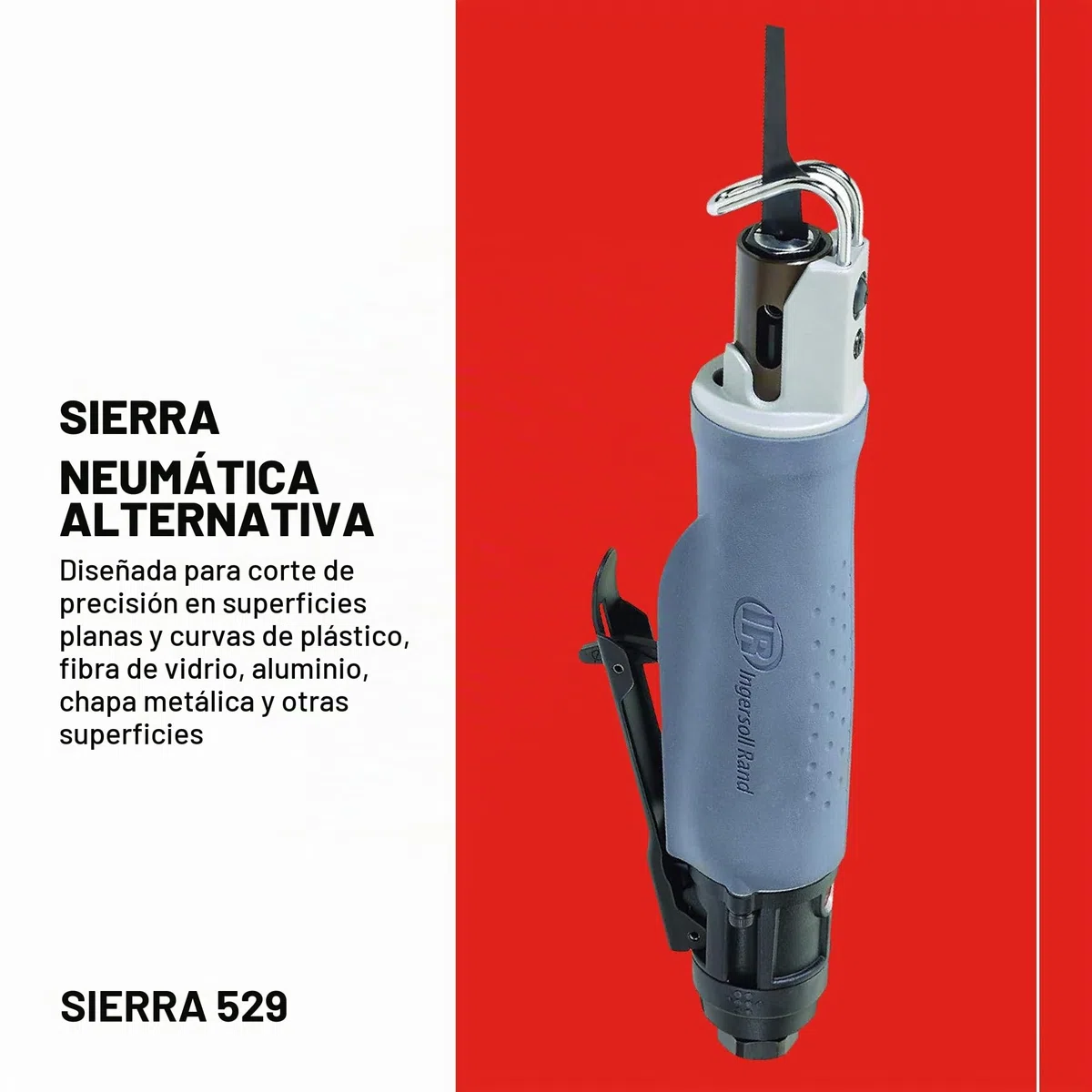 Ingersoll Rand Sierra Neumática Alternante 529, de Baja Vibración, de Aire Compromido, con Ángulo de Corte de 360º, 6 Hojas, 0,7 kg