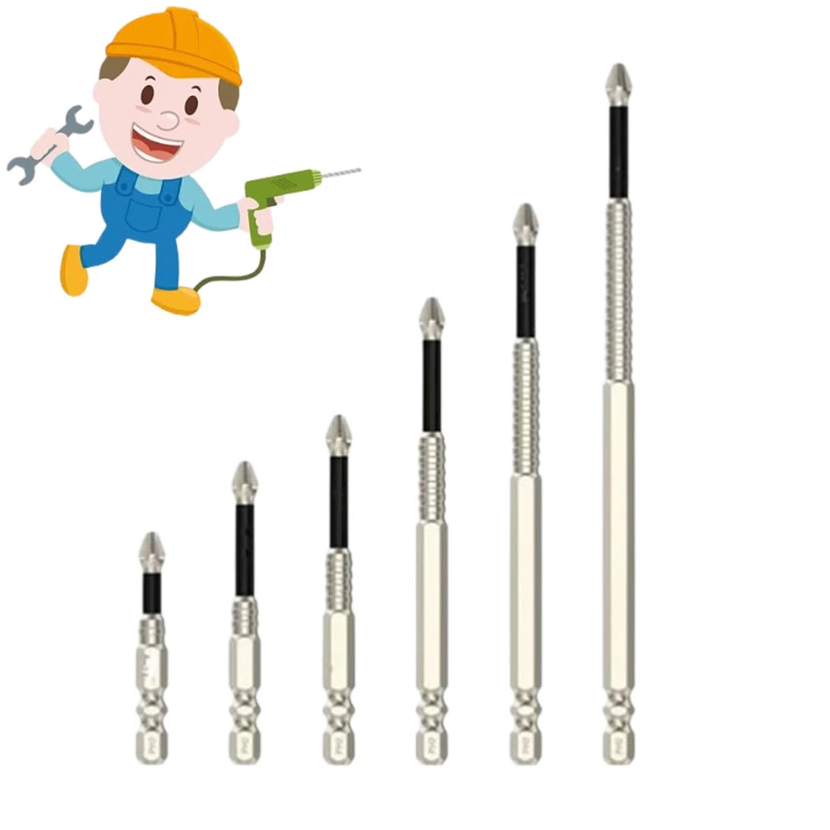Cradlewaver Drill Bit, High-Magnetic Screwdriver Drill Bit Set, Anti Slip Magnetic Electric Screwdriver Set Alloy Steel for Impact Driver for Home DIY Professional Use (6pcs)