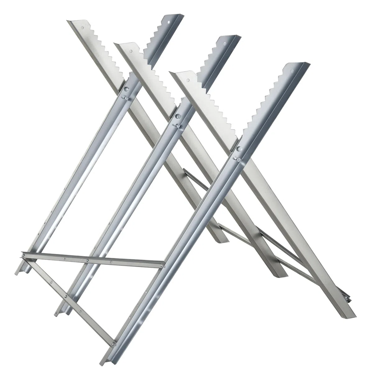 DURHAND Caballete para Sierra Plegable Caballete Motosierra con Estructura Triangular de Metal Soporte para Leña Carga 100 kg 83x83x79 cm Plata
