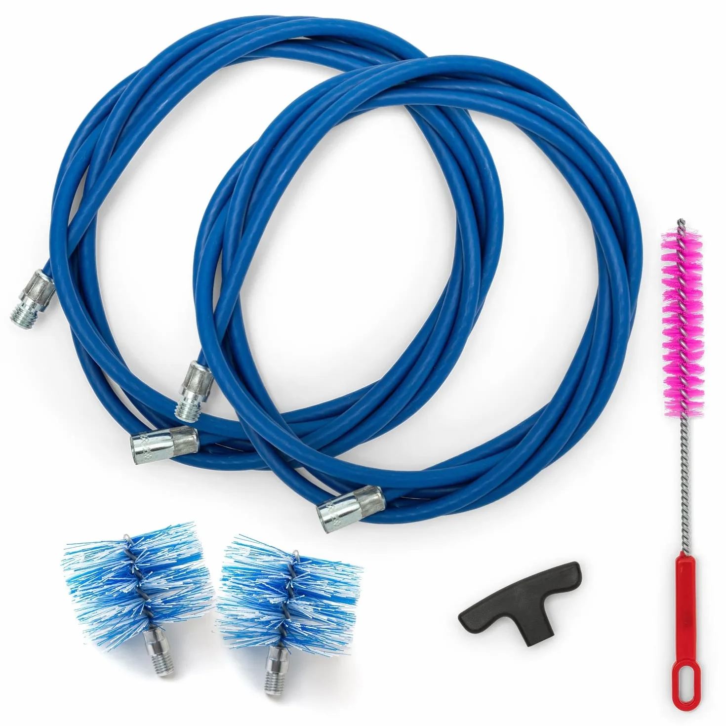BARETTO | Kit Limpieza conductos Humos | Ø 80+100 mm, Nylon, 6 m, 2 cepillos, Conector M12 | Set Mantenimiento Tubos Chimenea y Estufa