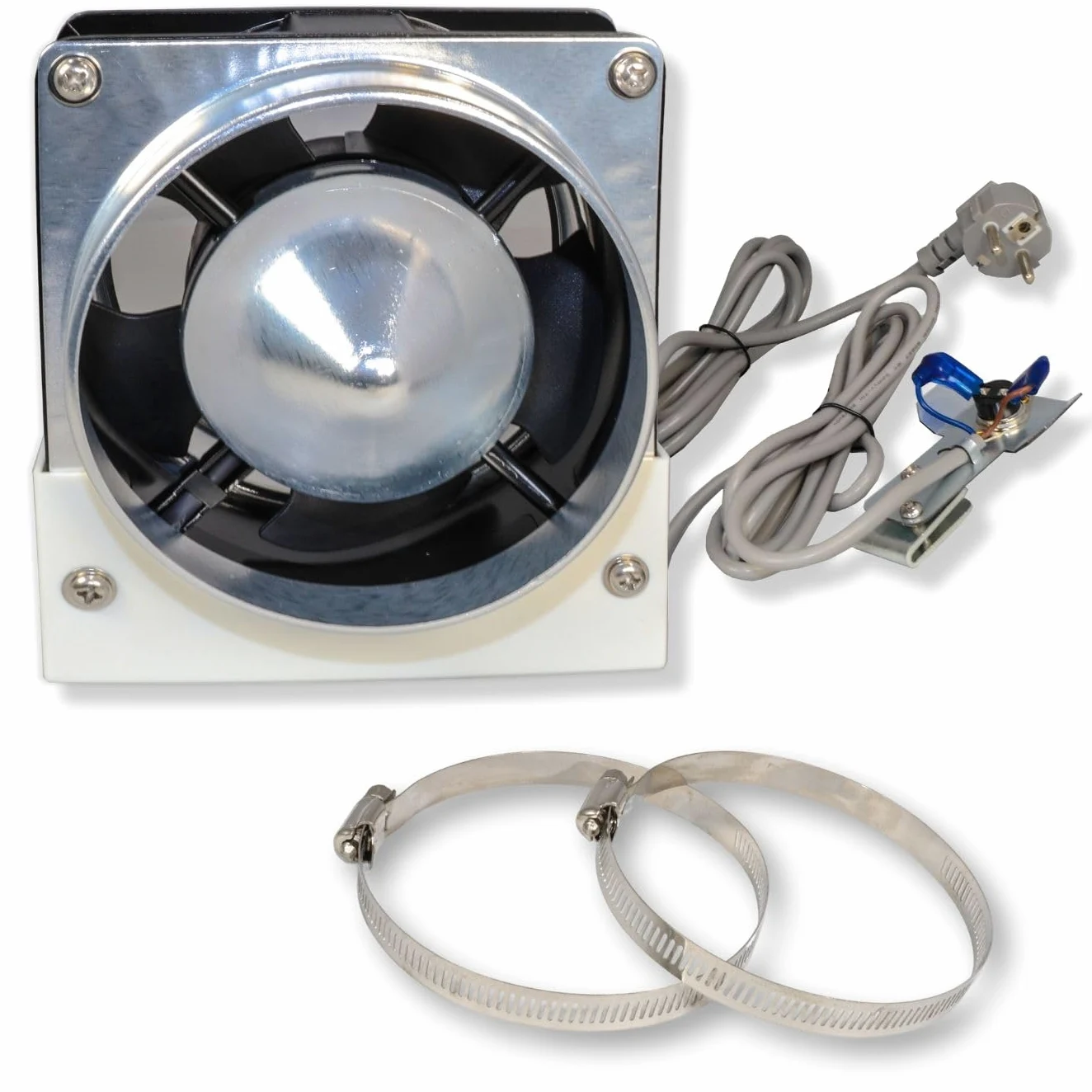 GOLDMAN SERVICE | Kit Evacuación de Humos para Calderas y Calentadores a Gas ACS | Ventilador Tiro Forzado con Deflector y Sensor de Seguridad | 19W 220V