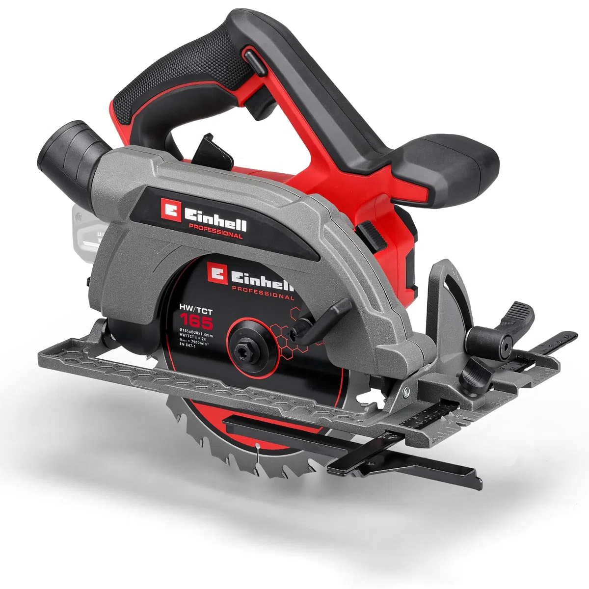 Einhell Professional Sierra circular de mano con batería TP-CS 18/165 Li BL-Solo Power X-Change (18 V, sin escobillas, Ø 165 mm, ajuste de ángulo de corte sin herramientas, sin batería)