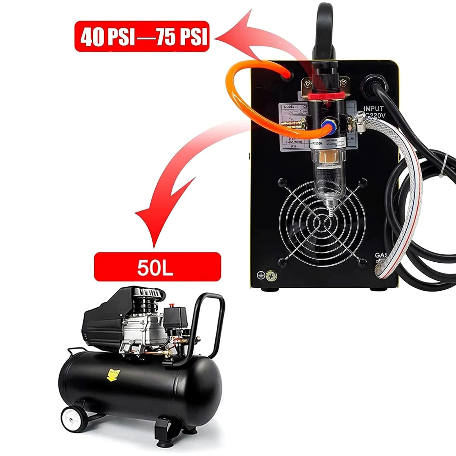 SUSEMSE Cortador de plasma de 65 amperios IGBT Inverter Plasma (DC, 230 V, corriente de corte 20-65 A, potencia de corte máx. hasta 16 mm)