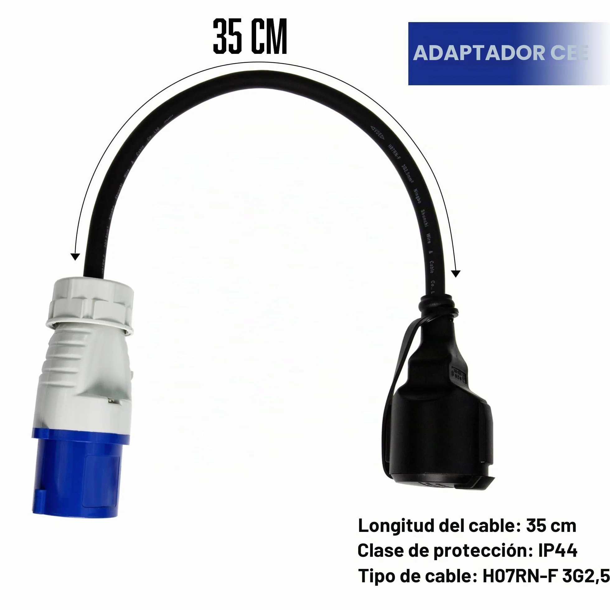 3 adaptadores CEE CEE a Schuko a Enchufe CEE 230V 16A para Camping y autocaravanas