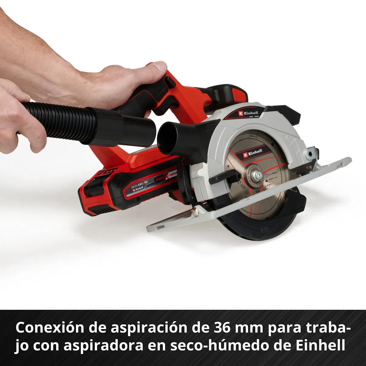 Einhell Sierra circular inalámbrica TE-CS 18/150 Li-Solo Power X-Change (iones de litio, 18V, profundidad corte y ángulo inclinación ajustables sin herramientas, LED, sin batería ni cargador)