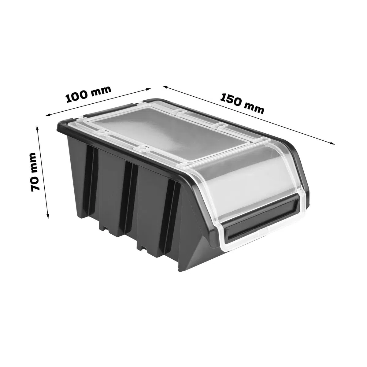 Estantería de Pared Botle de 178 x 78 cm, Kit de Almacenamiento con 30 Cajas de Plástico Negro con Tapa Transparente, Portaherramientas para Taller y Banco de Trabajo