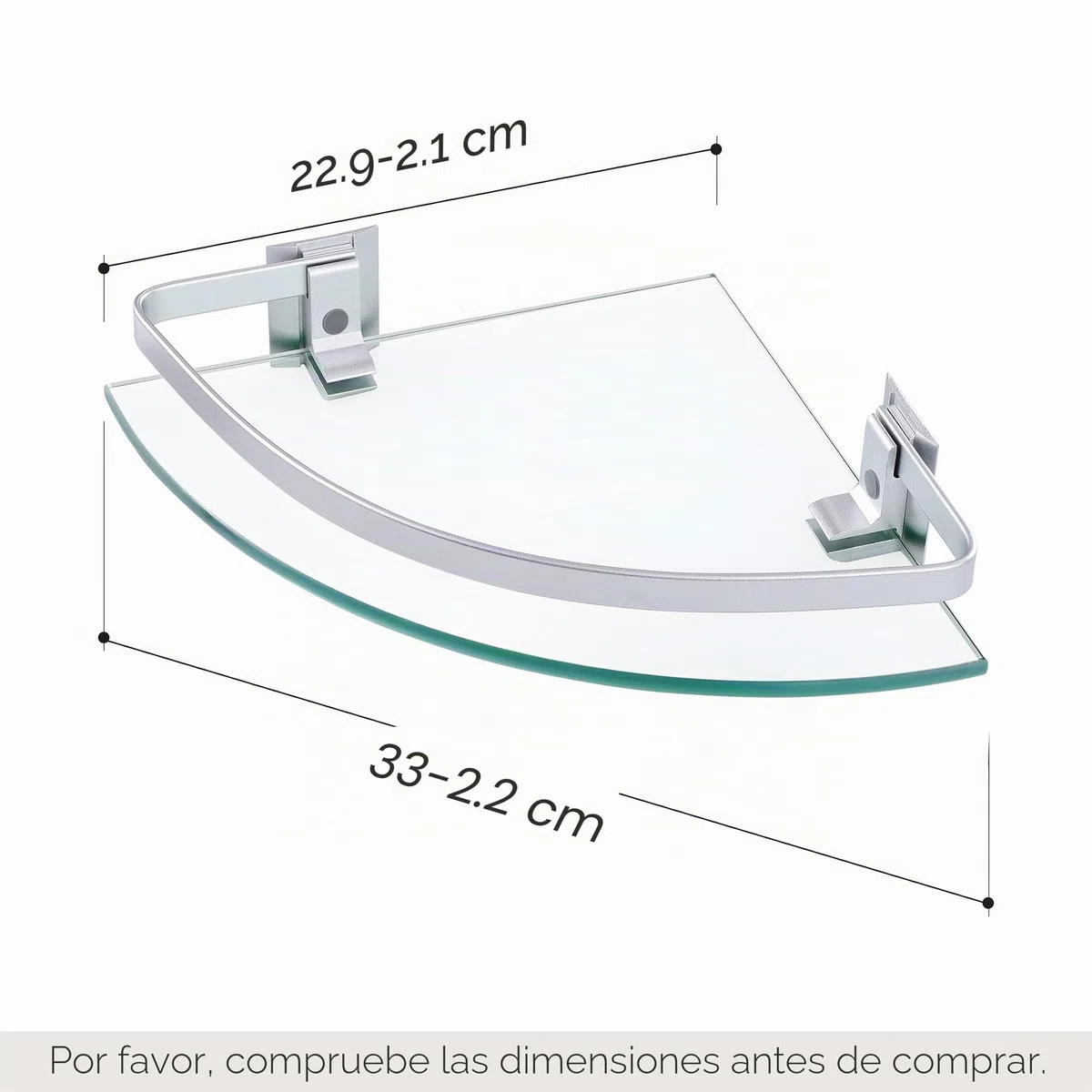 KES Estantería Esquina Cristal Baño Aluminio 2 Piezas Plata