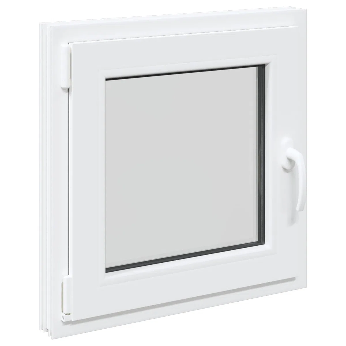 vidaXL Ventana de sótano RISOR 60 x 60 cm PVC y Vidrio Blanco, Sótano, Aislante Térmico Moderno y Duradero para Ventanas Eficientes, Accesorios de Vidrio PVC Aislantes