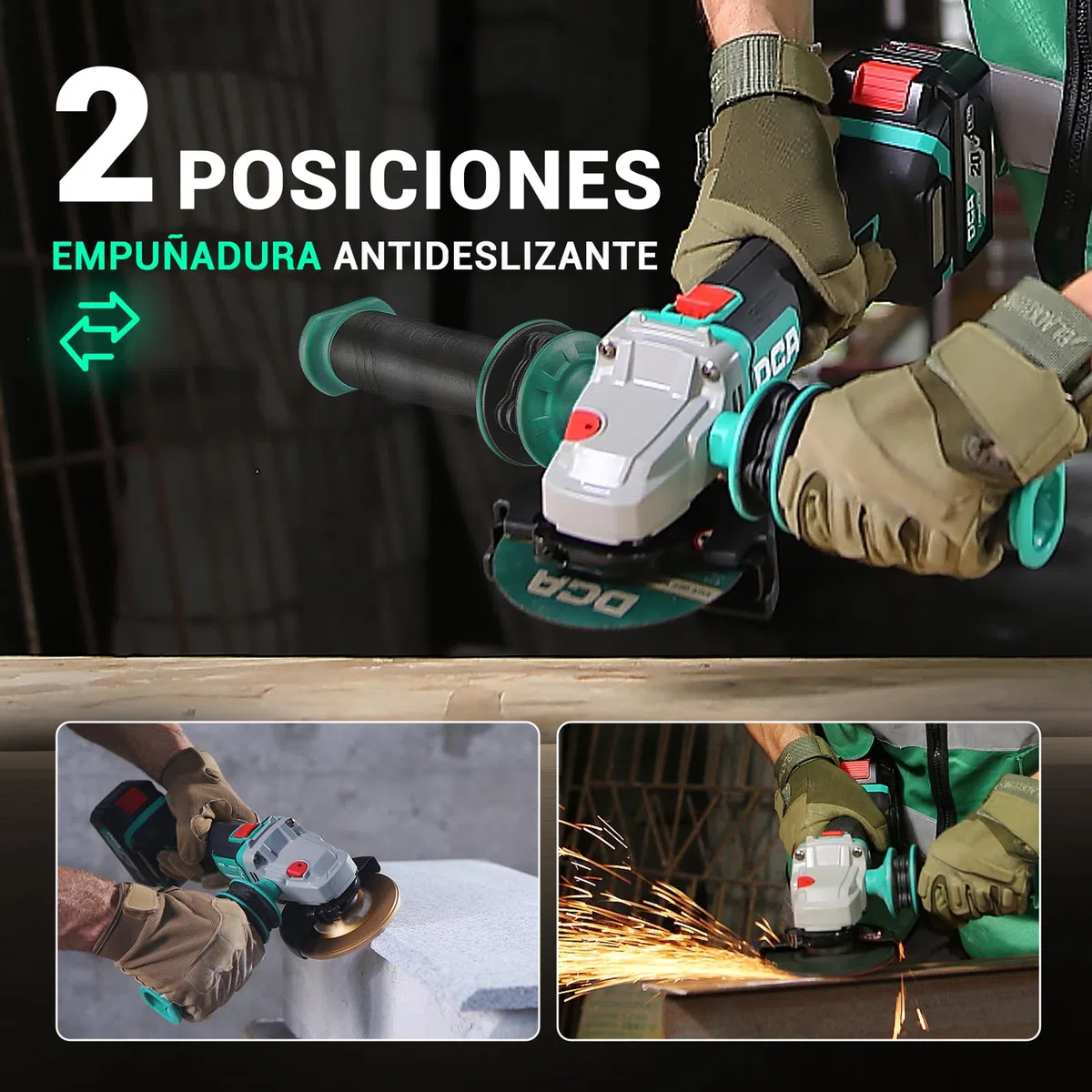 DCA Amoladora Angular sin Cable 20V sin Escobillas, Ø125mm, incl. Batería 4.0Ah & Cargador Rápido, 8500RPM Amoladora Angular Profesional con Tapa de Cierre Rápido, 6 Discos para Cortar, Desbastar