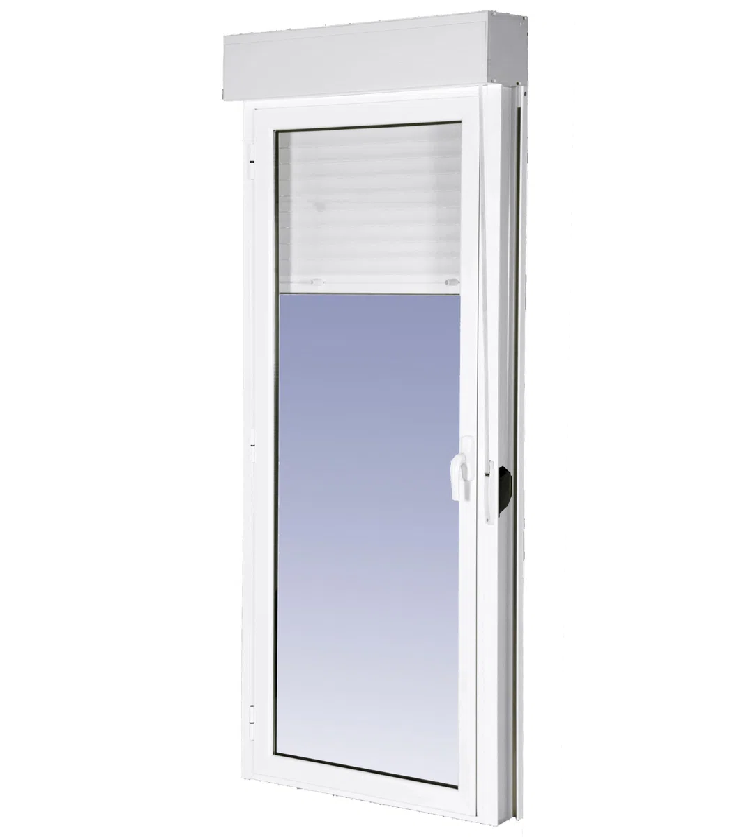 Ventanastock Puerta Balconera Aluminio 882x2185 Practicable Izquierda Con Persiana de PVC 1 hoja (guías y cajón persiana en kit)