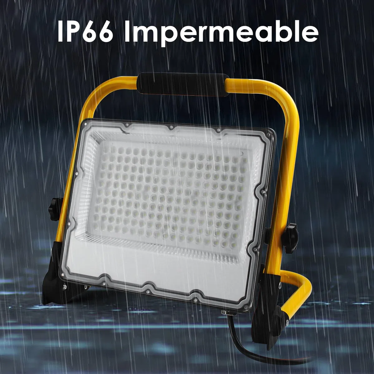 Foco de Trabajo LED 150W, Portátil Luz de Construcción con Cable de 4M,15000 LM 6500K Luz Blanca,Enchufes Schuko,IP66 Impermeable para Usar en Exterior,Obras,Taller