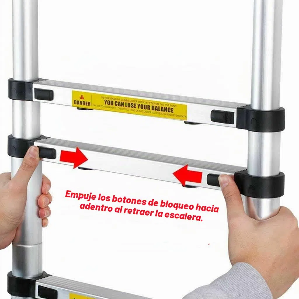 Escala telescópica de Acero Inoxidable, Escalera telescópica Extensible, Escalera telescópica Extensible, Escalera Plegable Loft Ladder,certificada EN131, Resistencia a 150 kg, 5 m (2,5 m + 2,5 m)