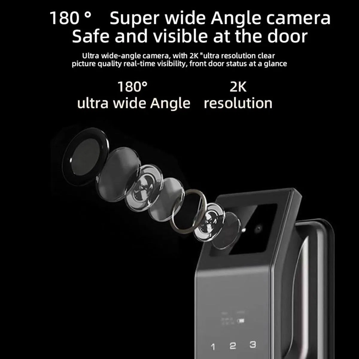 Cerradura de Puerta con reconocimiento Facial 3D, Cerradura de Puerta Inteligente con cámara, Cerradura de Puerta Digital WiFi con Huella Dactilar for Puerta de Entrada con cámara