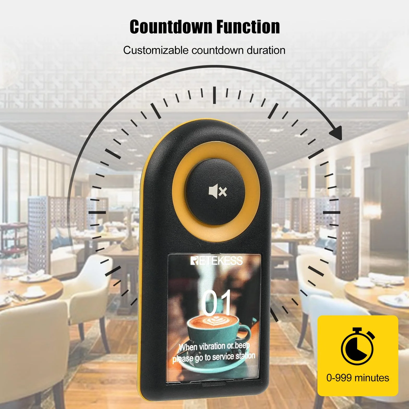 Retekess TD169 Buscapersonas Restaurante, 500M Avisadores Hosteleria, 20 Buscapersonas, 3 Niveles de Volumen, 7 Tonos de Llamada, con Vibración, 300mAh 24H, Avisadores Clientes para Café, Bare, Hotel