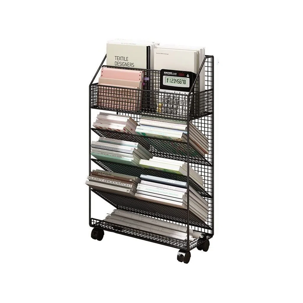 Estantería de escritorio móvil de 5 niveles, estantería de pie con ruedas, estantería de almacenamiento de libros, organizador de almacenamiento de escritorio con ruedas giratorias, for oficina en cas