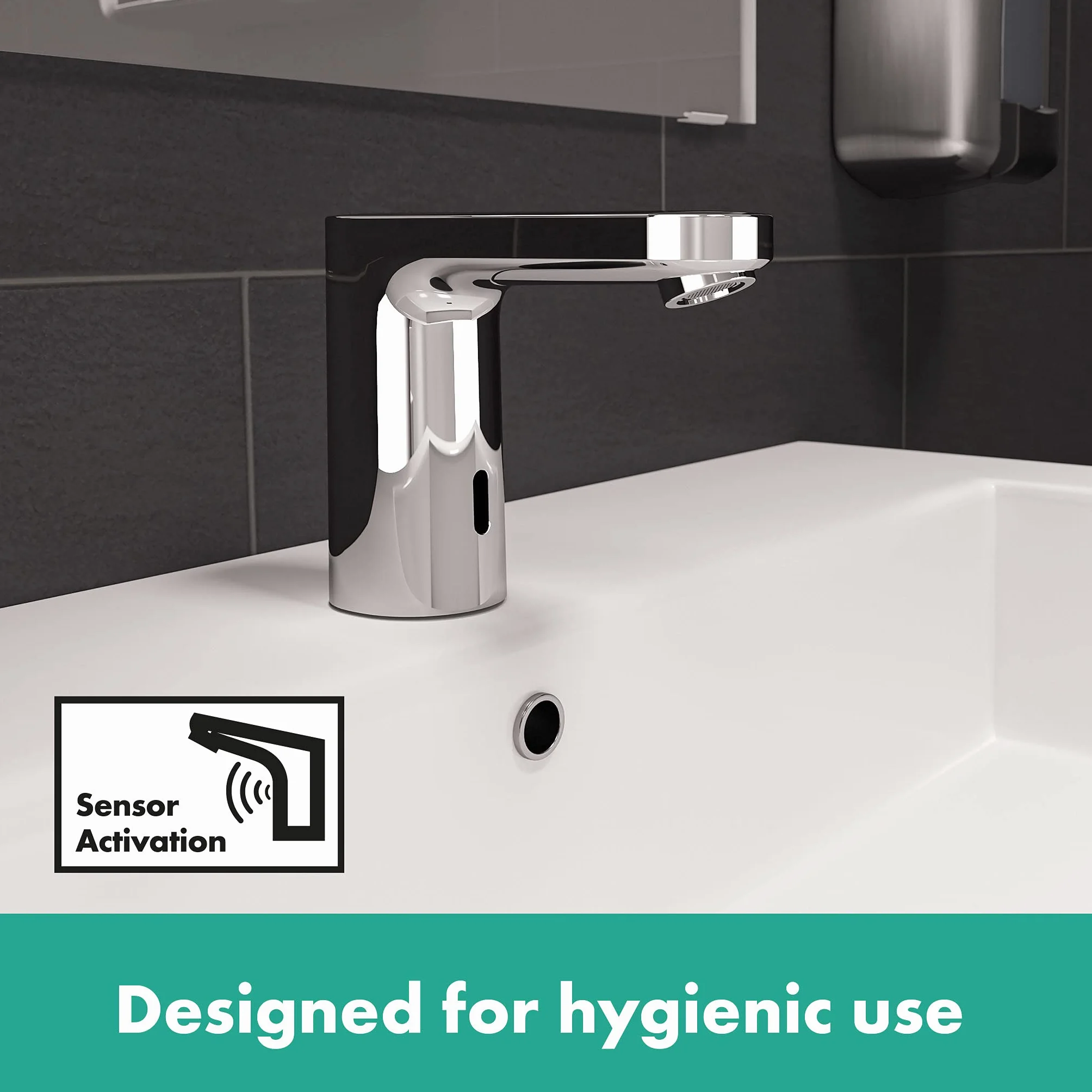 hansgrohe Vernis Blend Mezclador electrónico de lavabo con pila 6V y regulación de temperatura programable, cromo, 71502000
