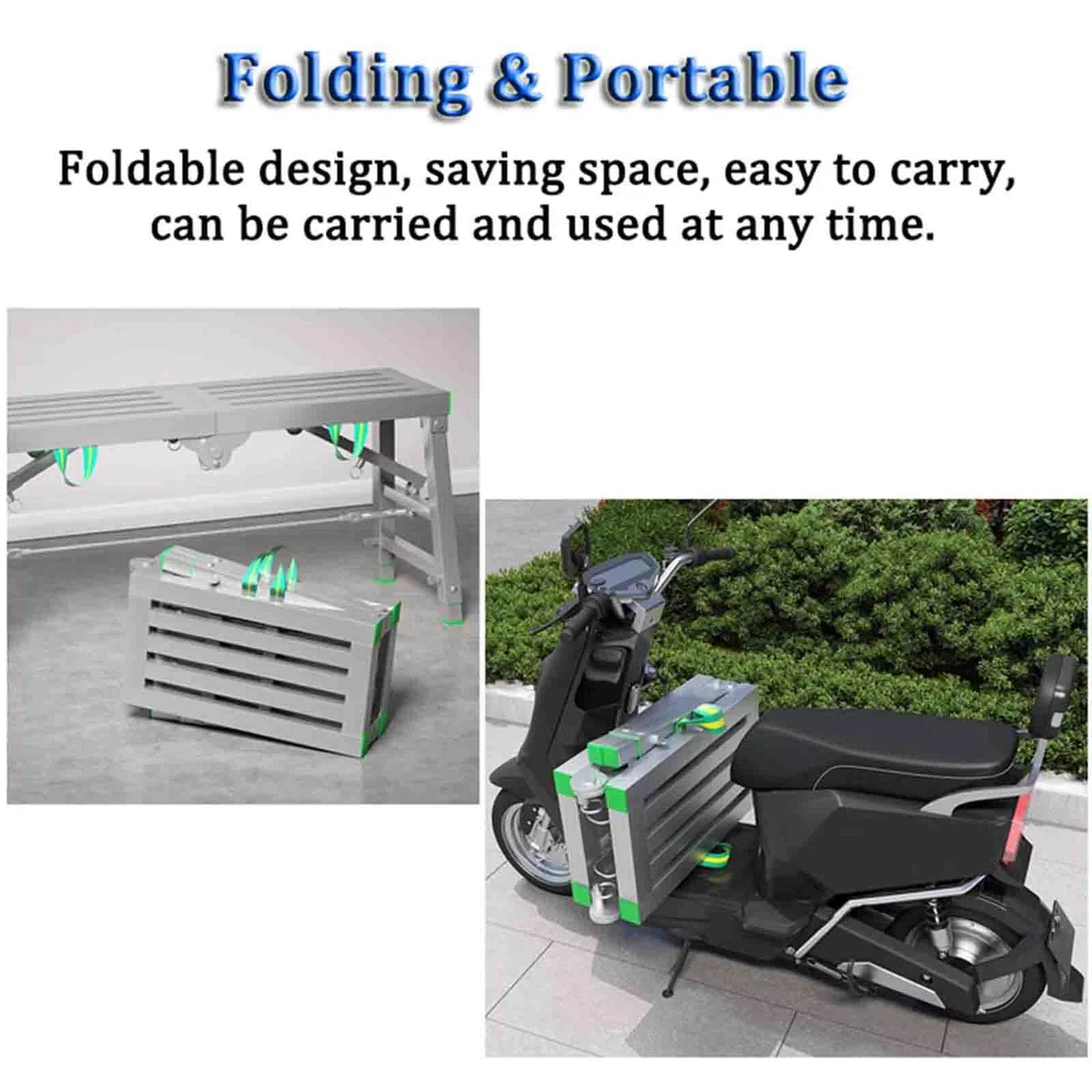 Plataforma de trabajo ajustable, andamio plegable portátil | Clasificado hasta 400 kg | Escalera y plataforma multiusos | 40 cm de ancho | Accesorio de andamio