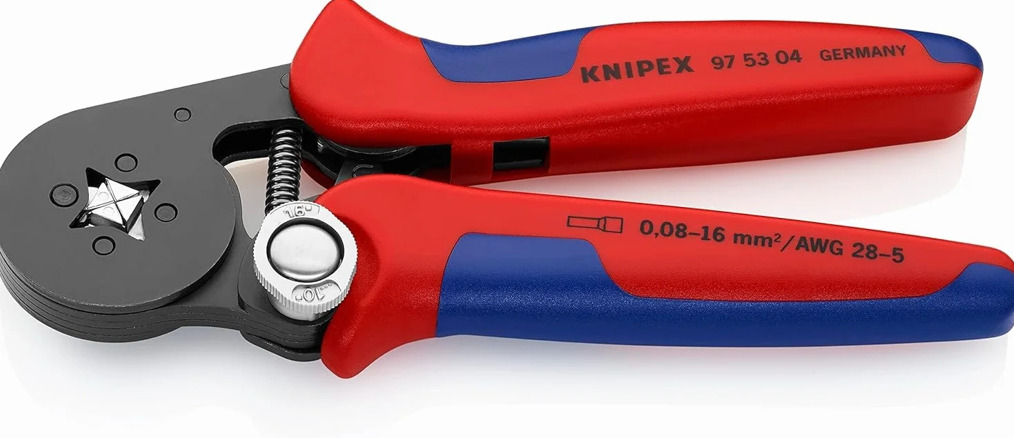 KNIPEX Alicate autoajustable para crimpar punteras huecas de acceso lateral con mangos multicomponente 180 mm, 97 53 04