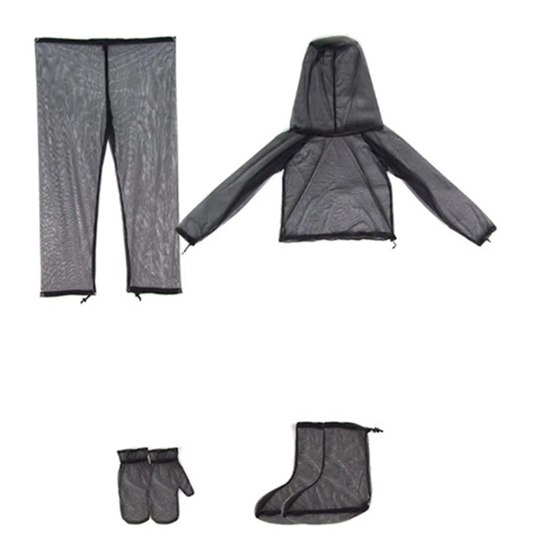 Ropa antimosquitos Traje de mosquitos Protección contra mosquitos 4PCS/Set Mosquiteras transpirables translúcidas Traje de mosquitos ajustable Protección plegable contra mosquitos para acampar S/M