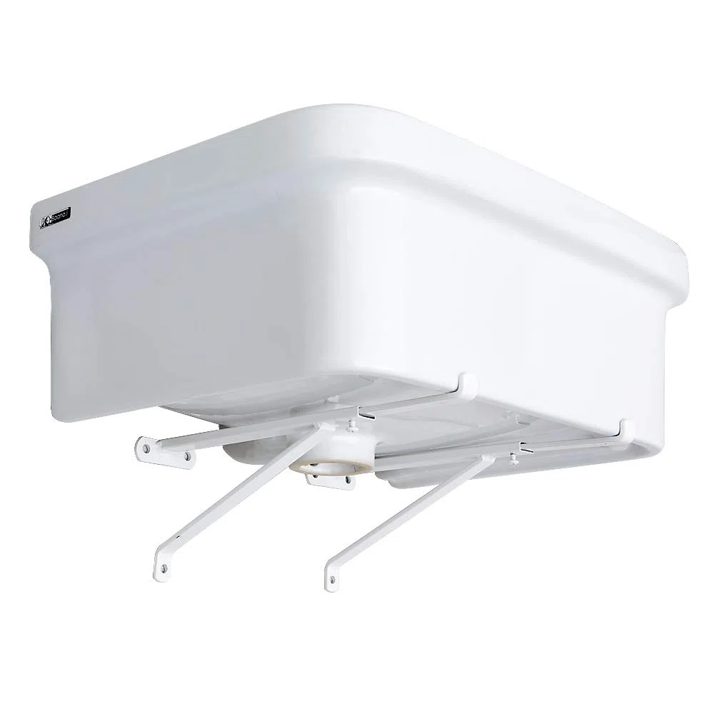 Lavabo de cerámica de 60 x 45 cm. Instalación en soportes de pared o soporte sobre encimera o mueble para interior y exterior, resistente a los ácidos y a la intemperie.
