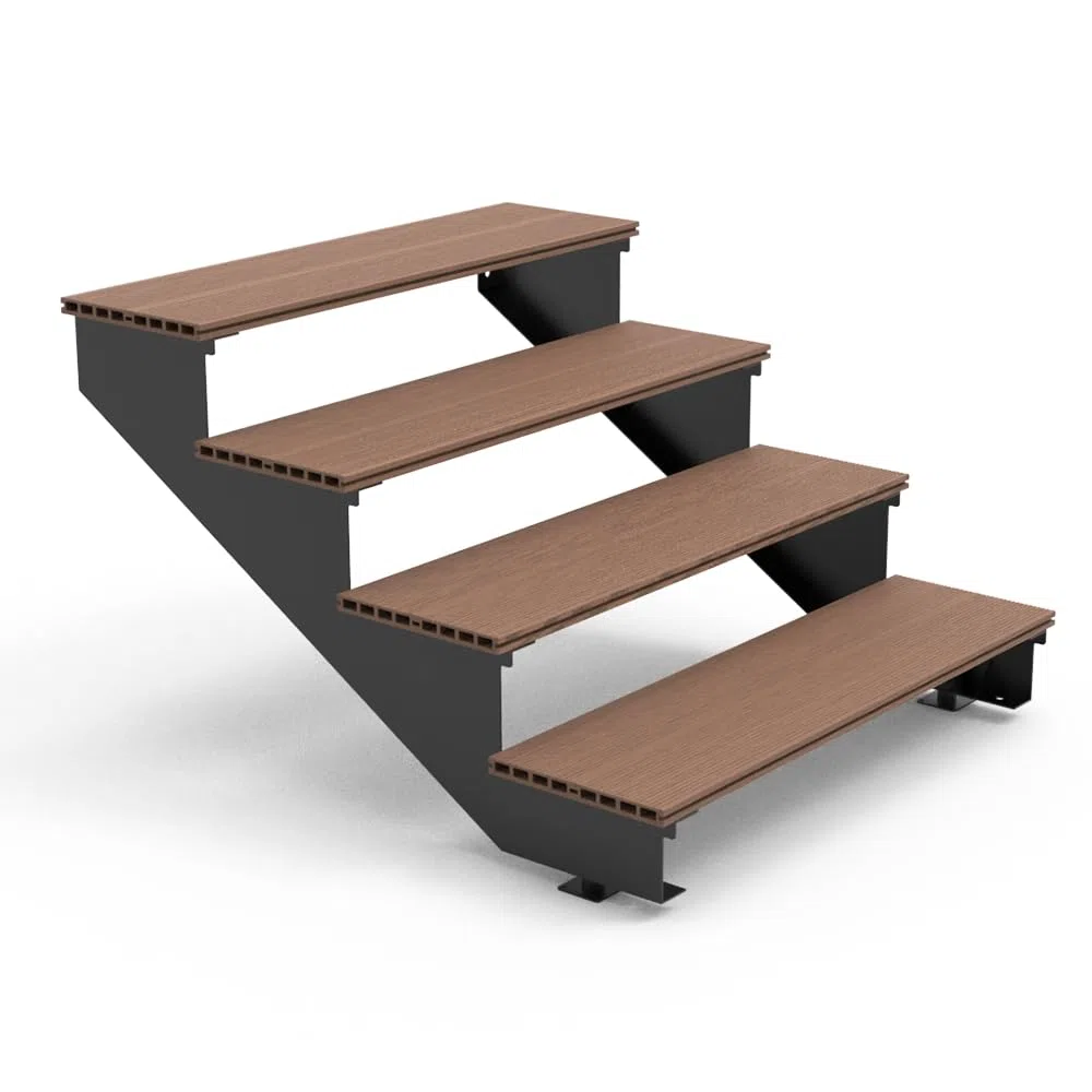 Escalera de 4 peldaños Porty. Estructura metálica para Montaje de Escalera Exterior de Cualquier tamaño para casa o terraza.