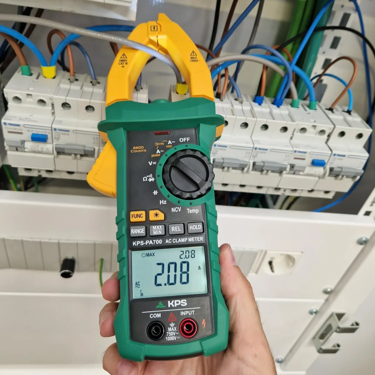 KPS-PA700 Pinza amperimetrica digital TRMS,Tension DC 1000V AC 750V, corriente 1000A, NCV (detección sin contacto), 40 mm de apertura