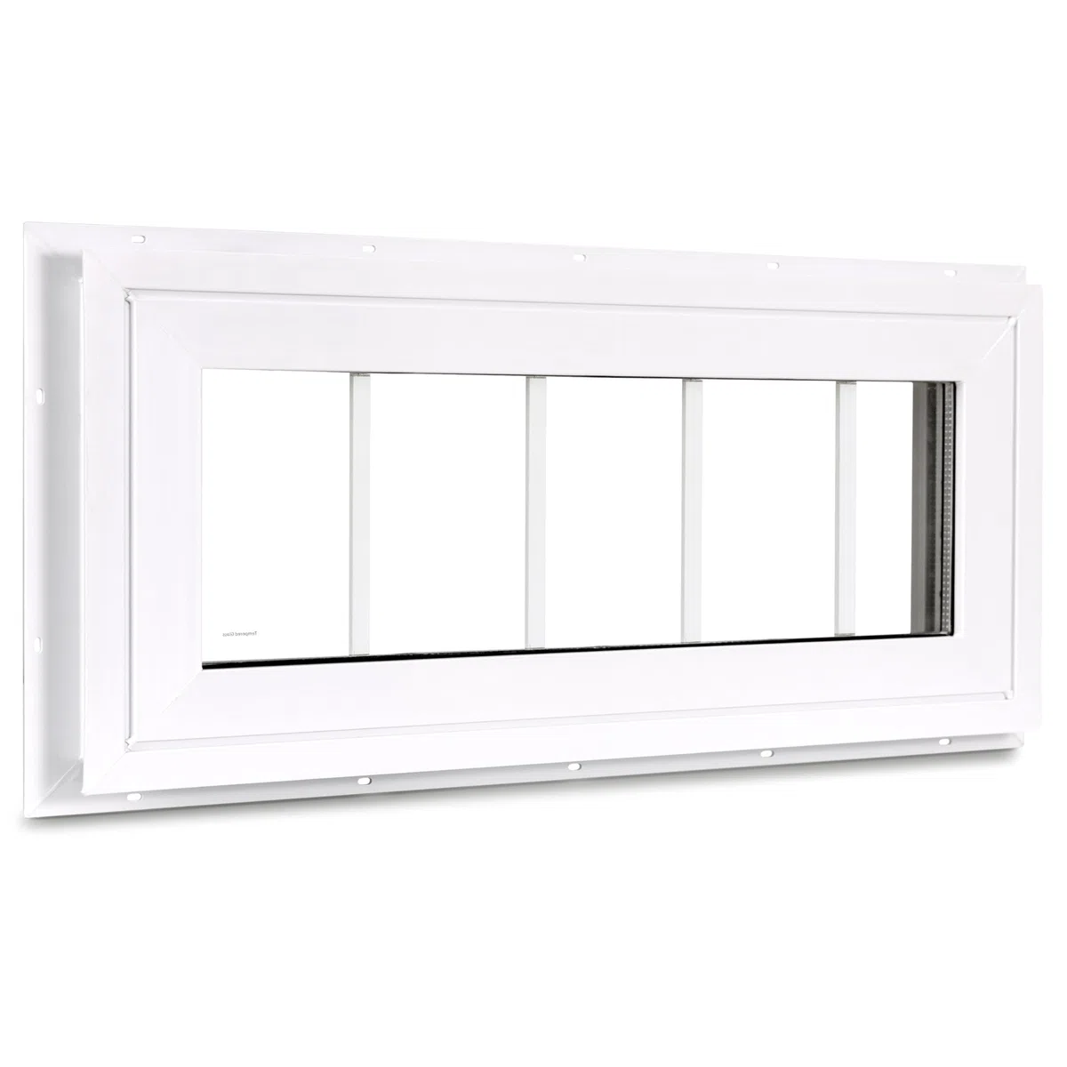 Ventana de popa de vinilo, 25.4 cm x 73.7 cm, ventana fija para el hogar con rejillas y vidrio templado para casa, sobre puertas, garaje, pasillos (blanco)