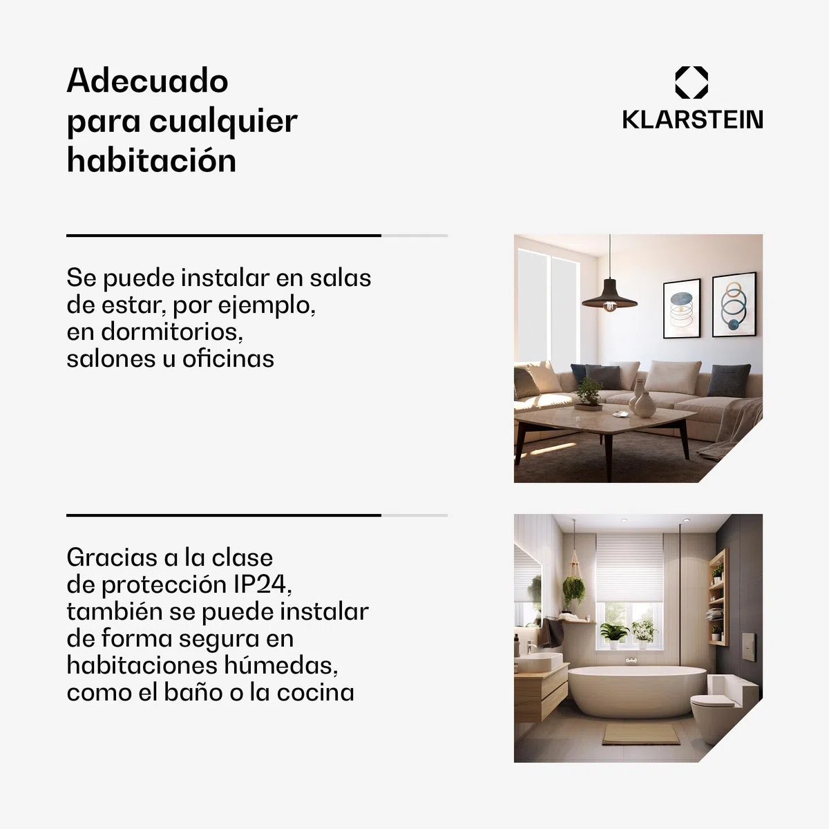 Klarstein Radiadores Bajo Consumo Electricos para Casa, Estufa Electrica de 2000W con Patas de Aluminio, Radiador Electrico Silencioso, Portátil y Delgado, Estufas con Panel para Pared y Termostato