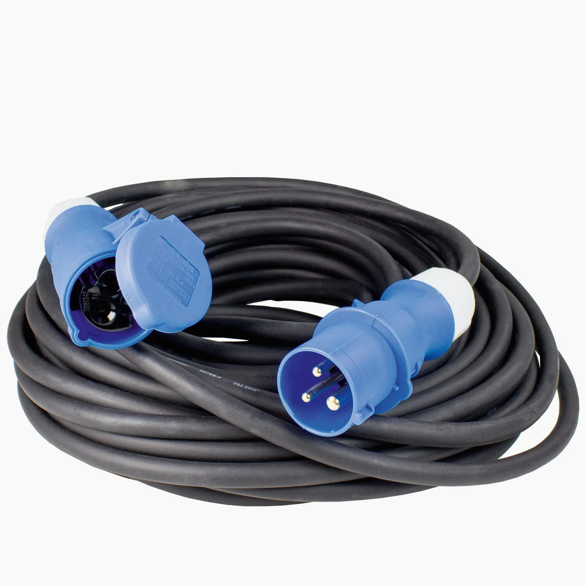 as - Schwabe Cable de extensión CEE para caravana - 3 polos, 230 V /16 A - Enchufe CEE y acoplamiento CEE - IP44 con tapa protectora - Cable de extensión de 10 m - Negro