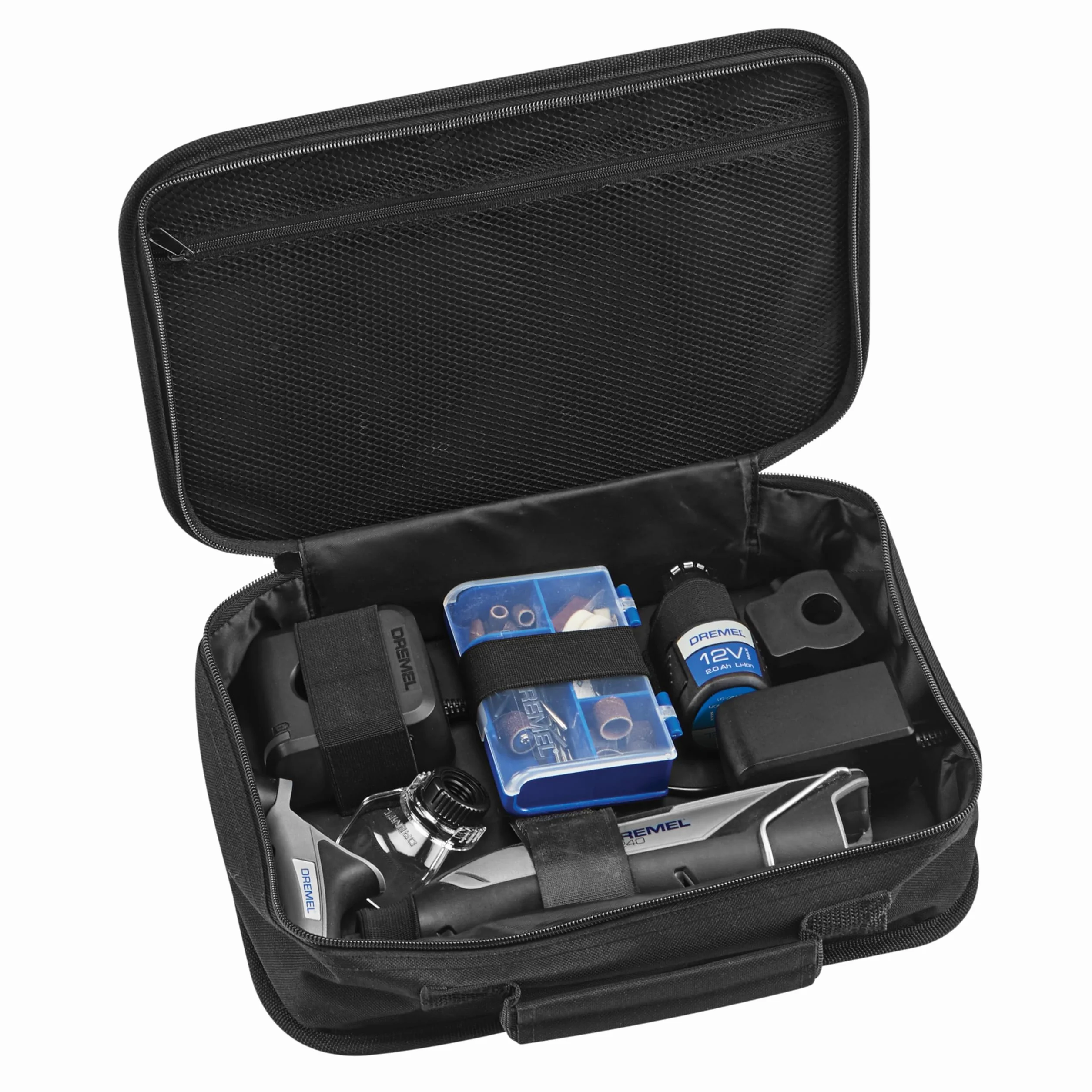 Dremel 8240 - Multiherramienta sin cable con batería de litio de 12 V 2Ah, kit de 3 complementos y 45 accesorios, Velocidad variable 5000-35 000 rpm y carga rápida