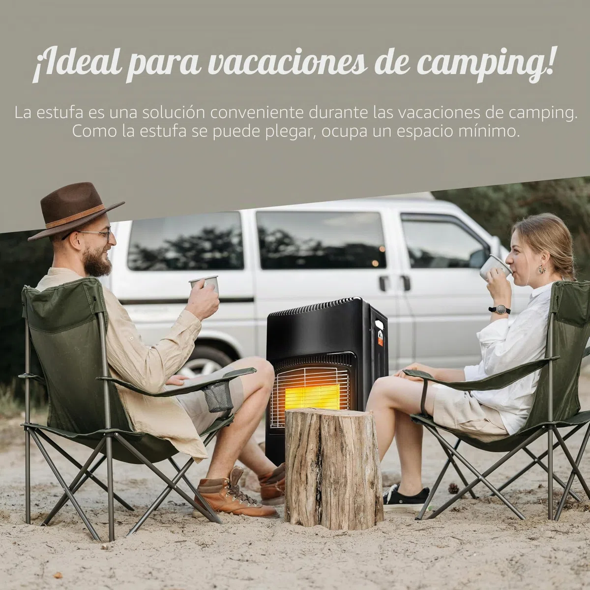 Calentador de gas - Calentador móvil incl. Manguera y regulador de presión - Negro - 4200W