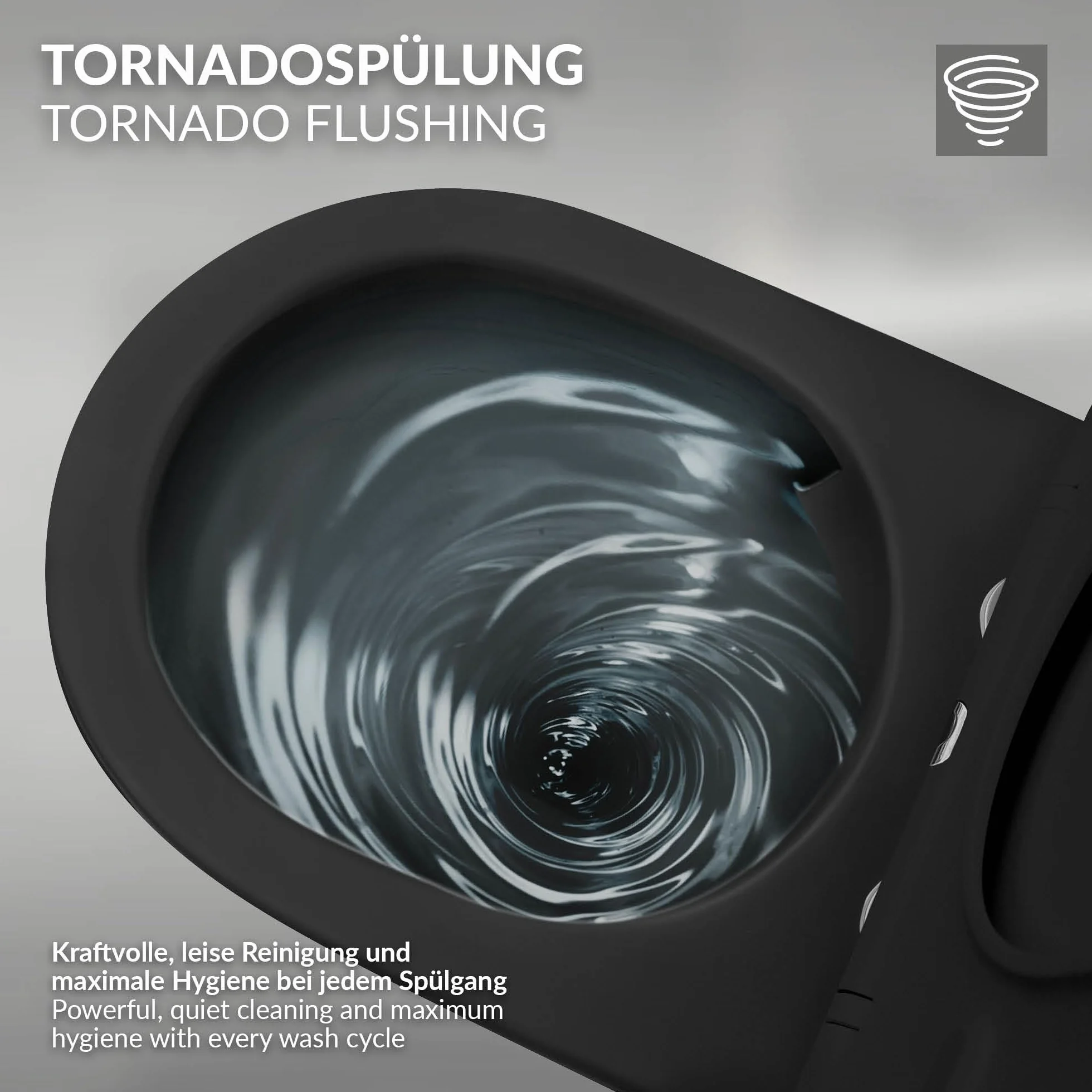 LuxeBath WC Suspendido Negro Mate de Cerámica sin Borde, Inodoro Colgante 54cm Largo con Descarga Profunda de Tornado para Baño, Wáter con Asiento Extraíble y Tapa Softclose
