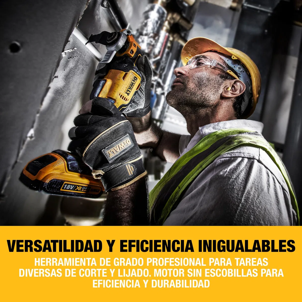 DEWALT Multiherramienta Oscilante Sin Escobillas 18V XR, Sin Batería ni Cargador, DCS355N-XJ