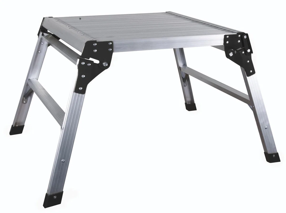 ProDec Puesto de trabajo de aluminio plegable cuadrado 600 mm x 600 mm y altura de 500 mm